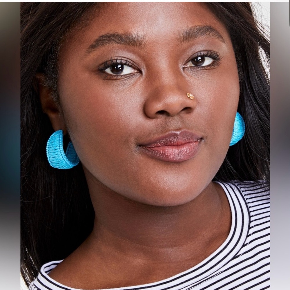 Turquoise Beaded Hoop Earrings - Picture 2 of 2